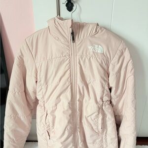 The North Face Light Pink Reversible Quilted Jacket with hood